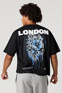 T-shirt carré à imprimé London en relief