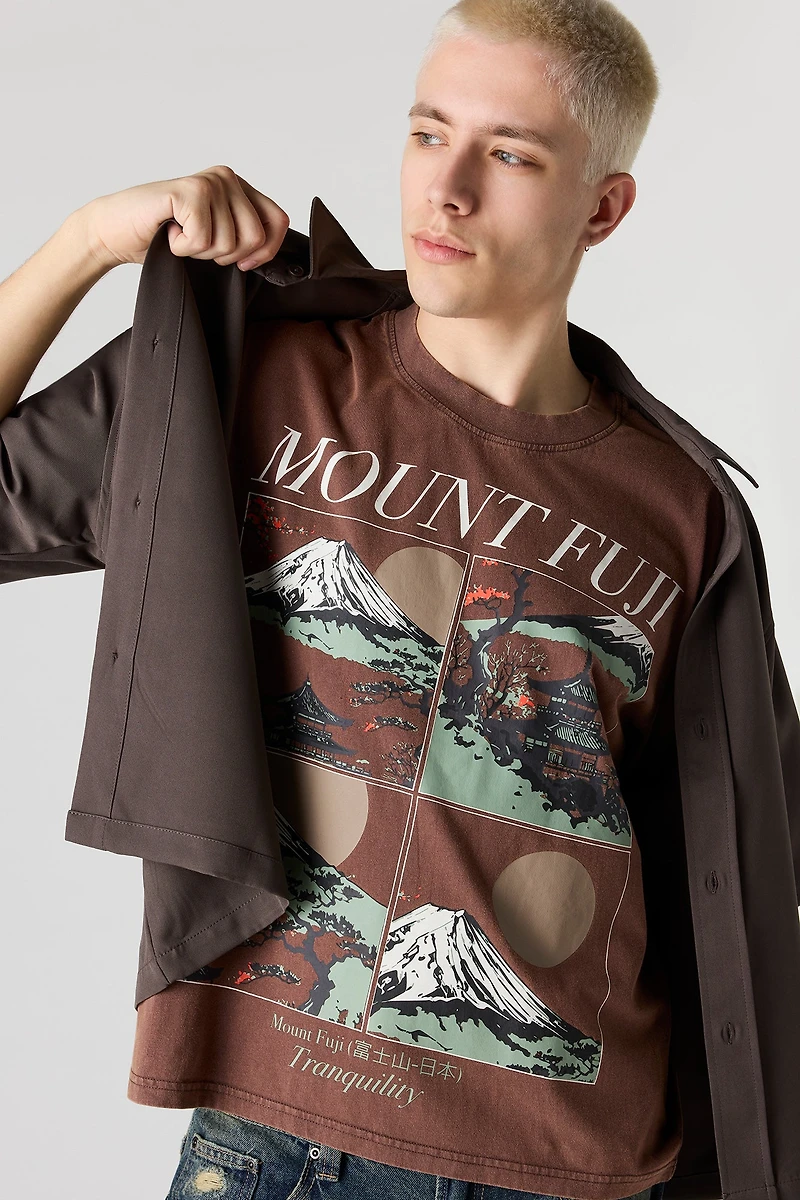 Mount Fuji Graphic Washed T-Shirt