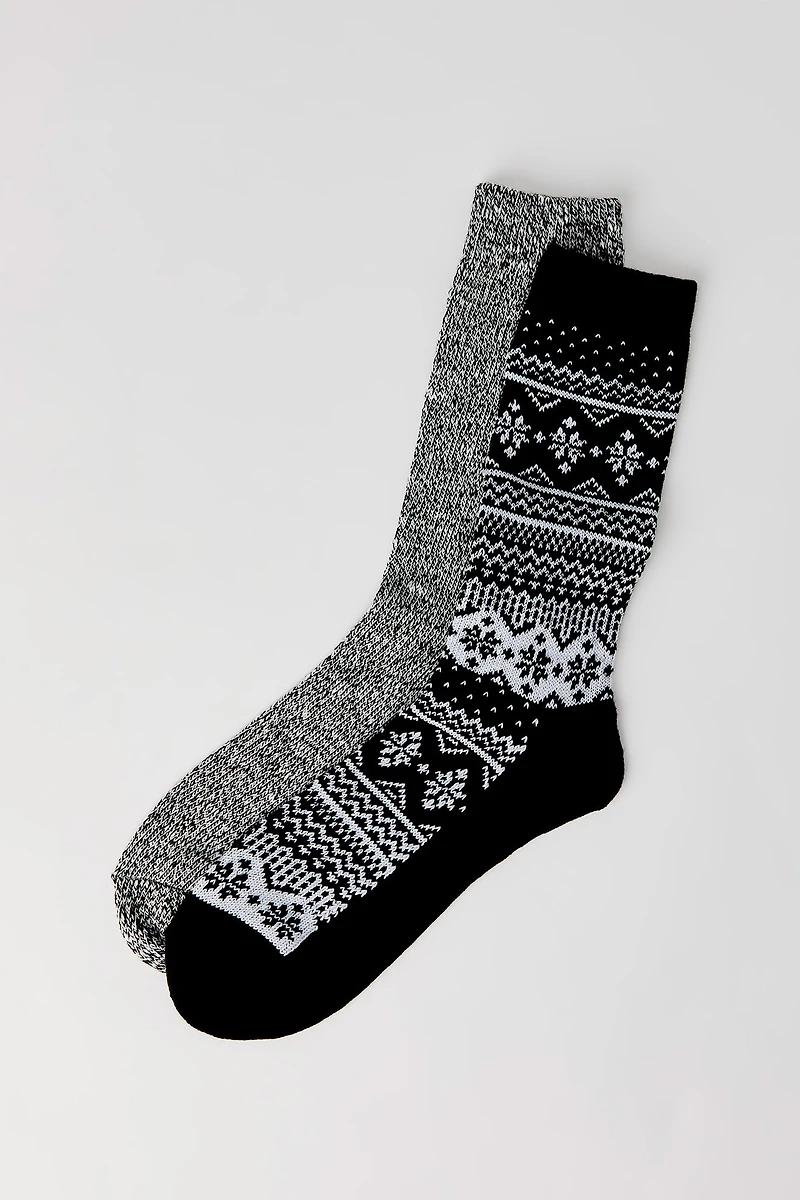 Jacquard Knit Crew Sock (2 Pack)
