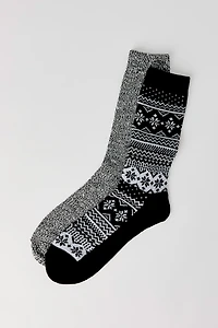 Jacquard Knit Crew Sock (2 Pack)