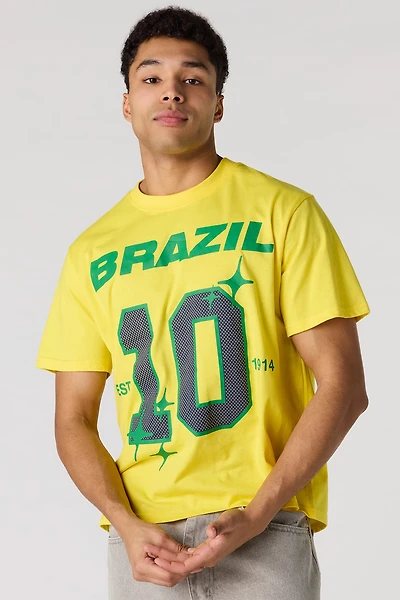 T-shirt en coton épais de luxe à imprimé Brésil