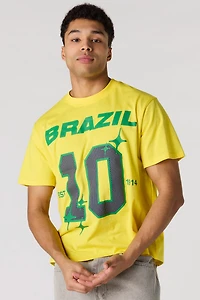 T-shirt en coton épais de luxe à imprimé Brésil