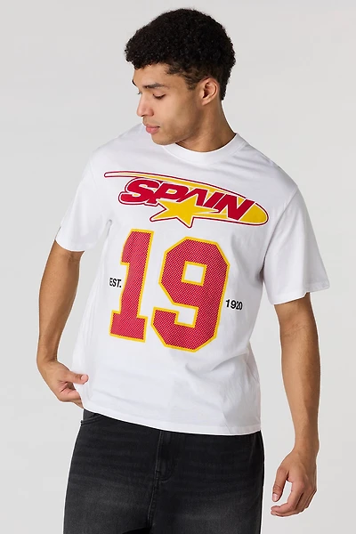 T-shirt en coton épais de luxe à imprimé Espagne