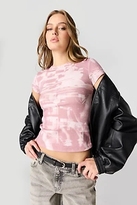 T-shirt ajusté côtelé imprim