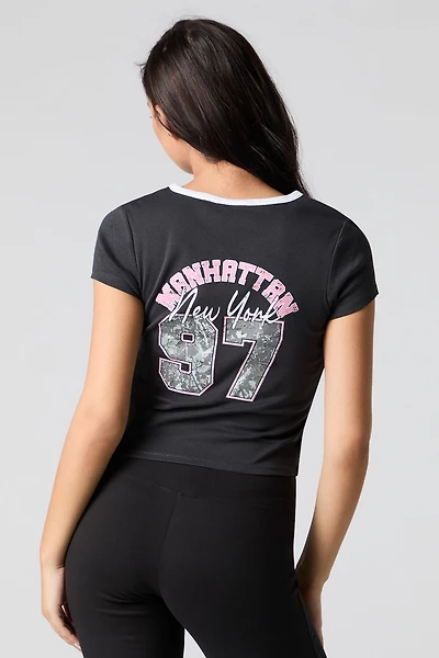 Sporty Graphic V-Neck T-Shirt