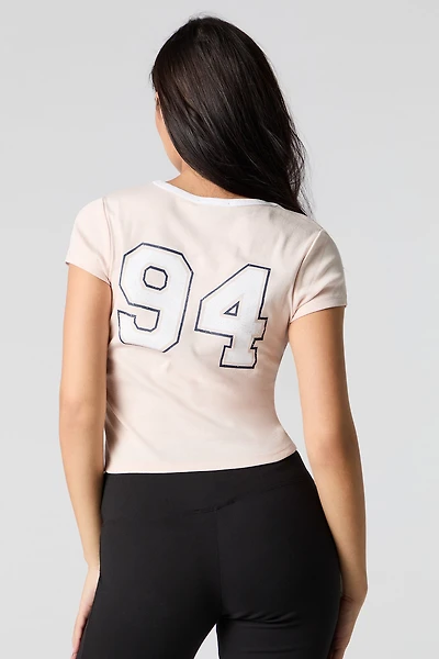 Sporty Graphic V-Neck T-Shirt