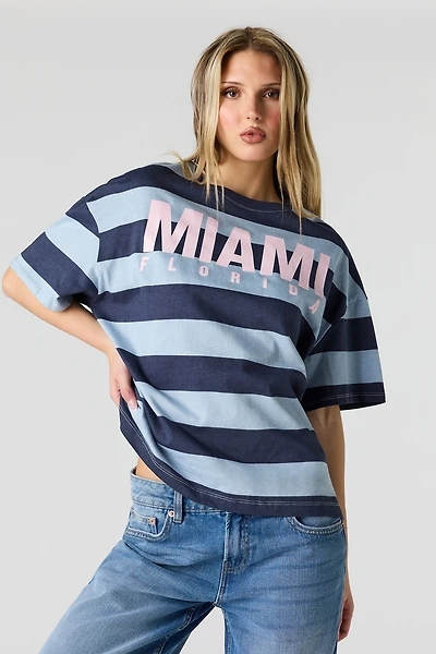Graphic Striped Boyfriend T-Shirt