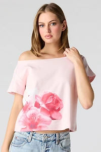 Off Shoulder Graphic T-Shirt