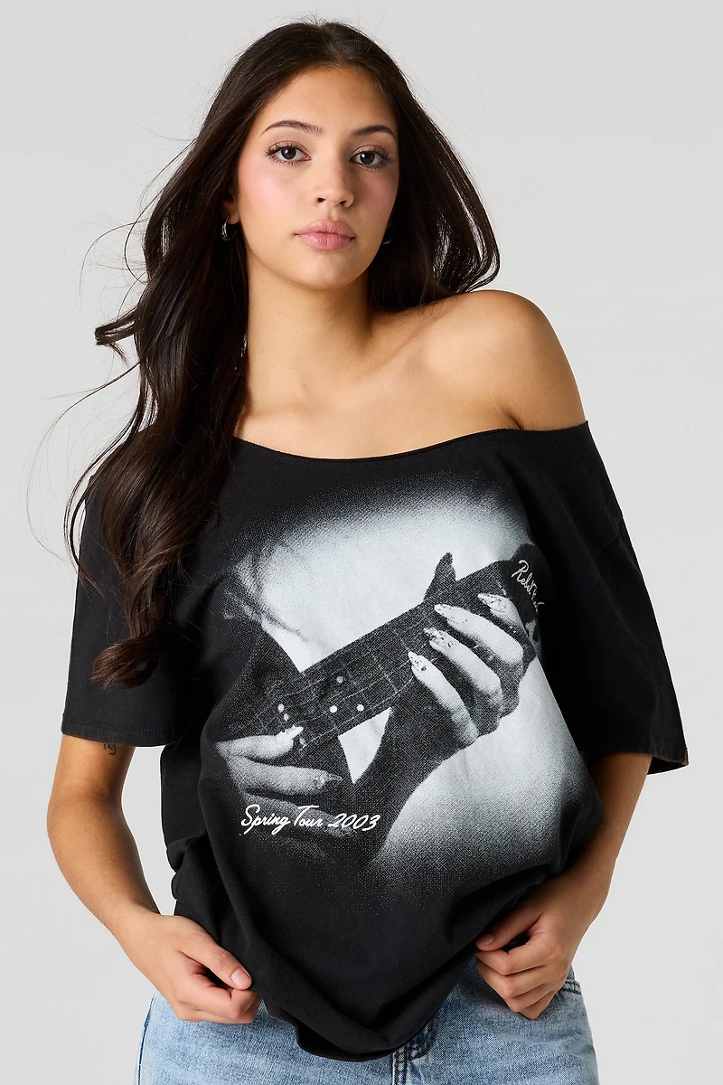 Tour Graphic Off Shoulder T-Shirt