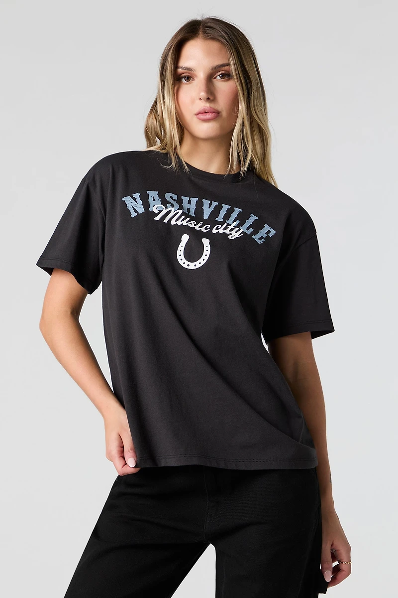 T-shirt de coupe garçonne à imprimé Nashville