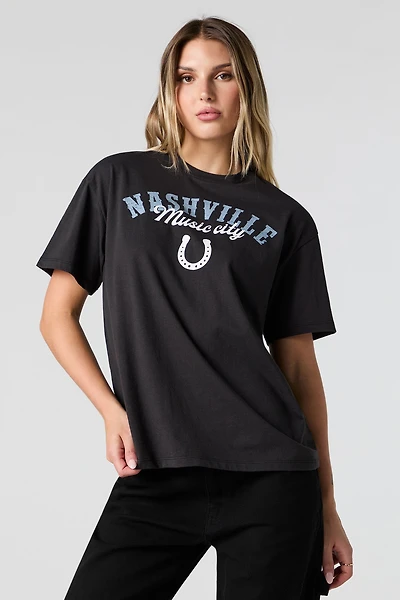 T-shirt de coupe garçonne à imprimé Nashville