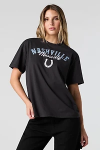 T-shirt de coupe garçonne à imprimé Nashville