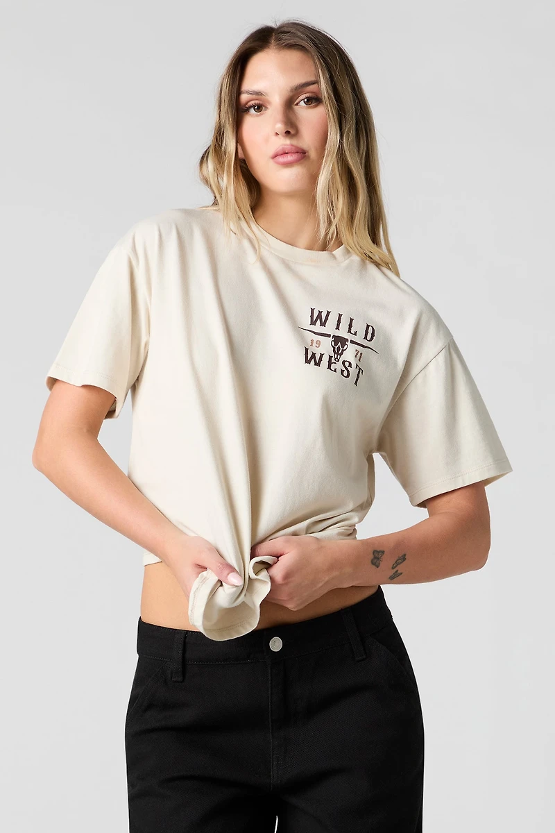 T-shirt de coupe garçonne à imprimé Wild West