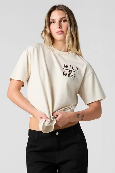 T-shirt de coupe garçonne à imprimé Wild West