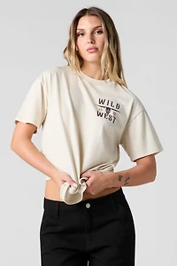 T-shirt de coupe garçonne à imprimé Wild West