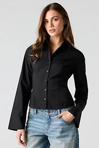 Long Bell Sleeve Button-Up Top