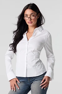 Slim Fit Button-Up Top