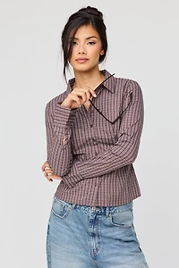 Button-Up Slim Long Sleeve Top