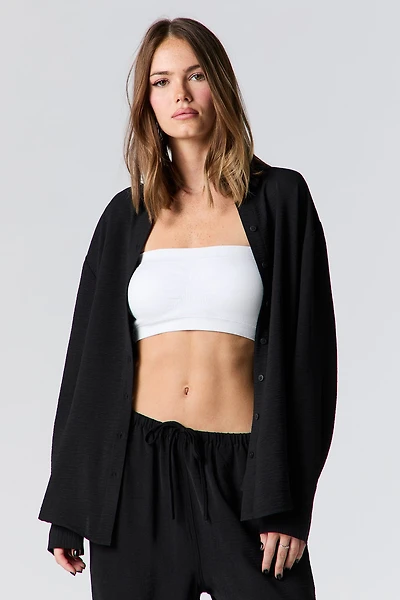 Flowy Long Sleeve Button-Up Top