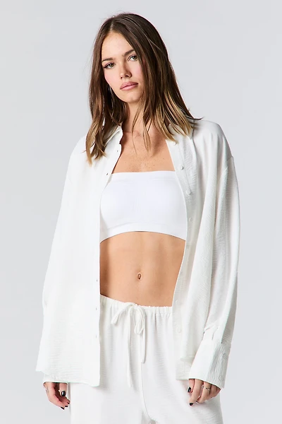 Flowy Long Sleeve Button-Up Top