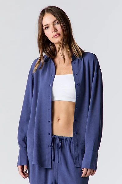 Flowy Long Sleeve Button-Up Top