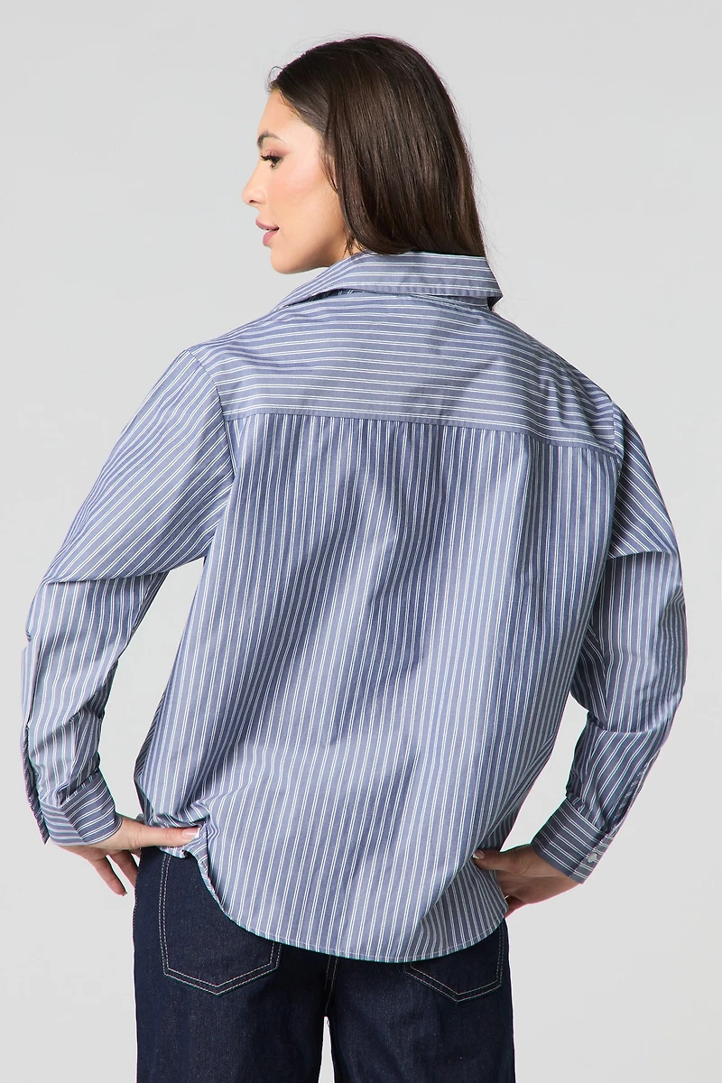 Oversized Striped Button-Up Top