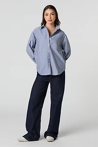 Oversized Striped Button-Up Top