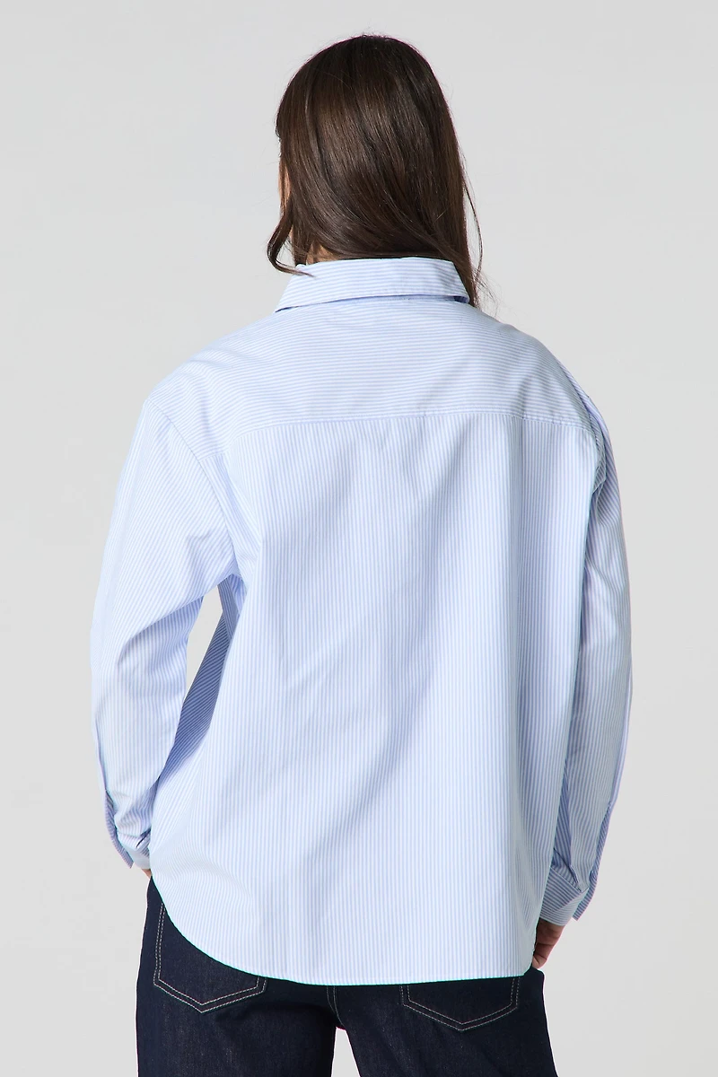 Oversized Striped Button-Up Top