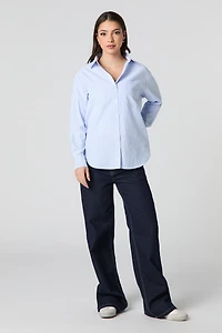Oversized Striped Button-Up Top