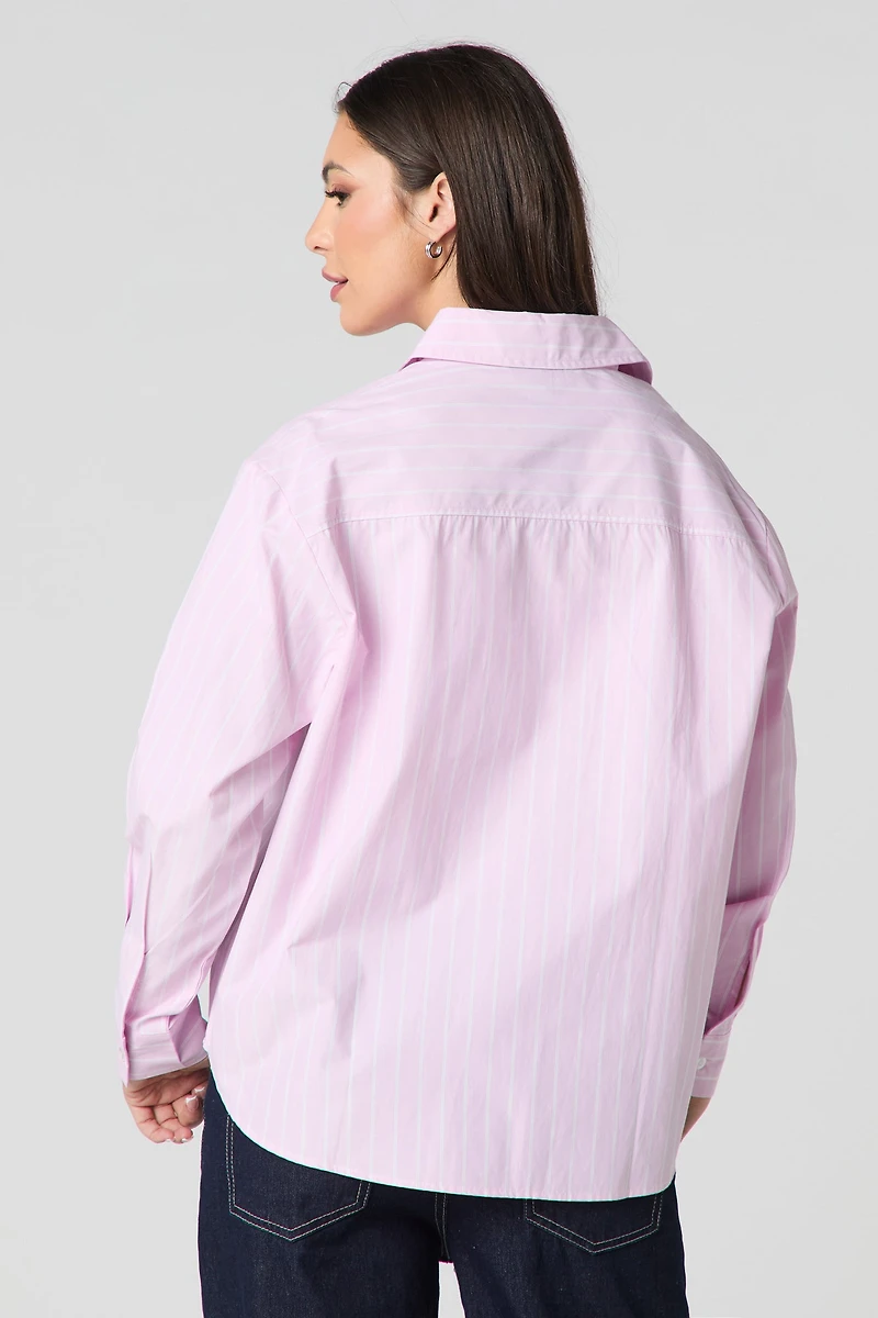 Oversized Striped Button-Up Top