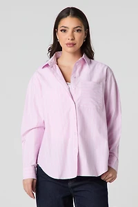 Oversized Striped Button-Up Top