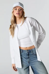 Oversized Long Sleeve Button-Up Top