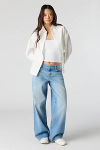 Oversized Collared Button-Up Top