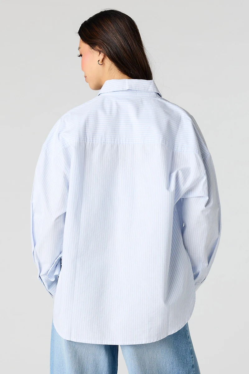 Oversized Collared Button-Up Top
