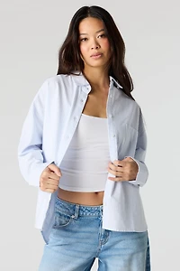 Oversized Collared Button-Up Top