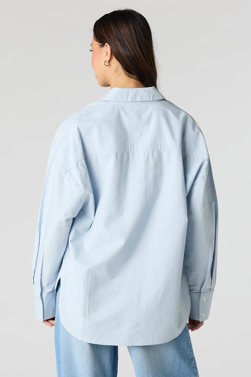 Oversized Collared Button-Up Top