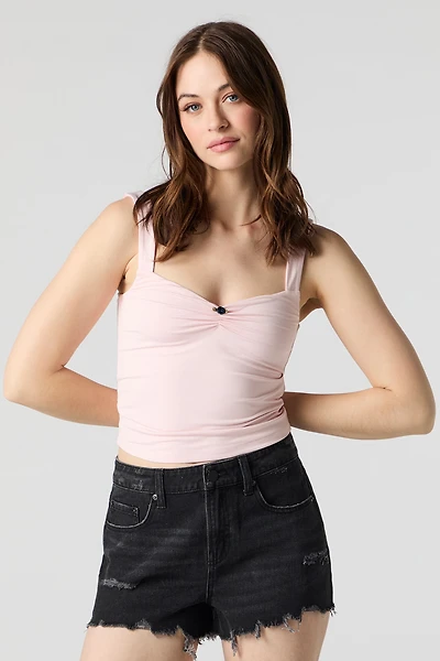 Contour Cinched Rosette Tank