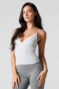 Camisole à bordure en dentelle et col V