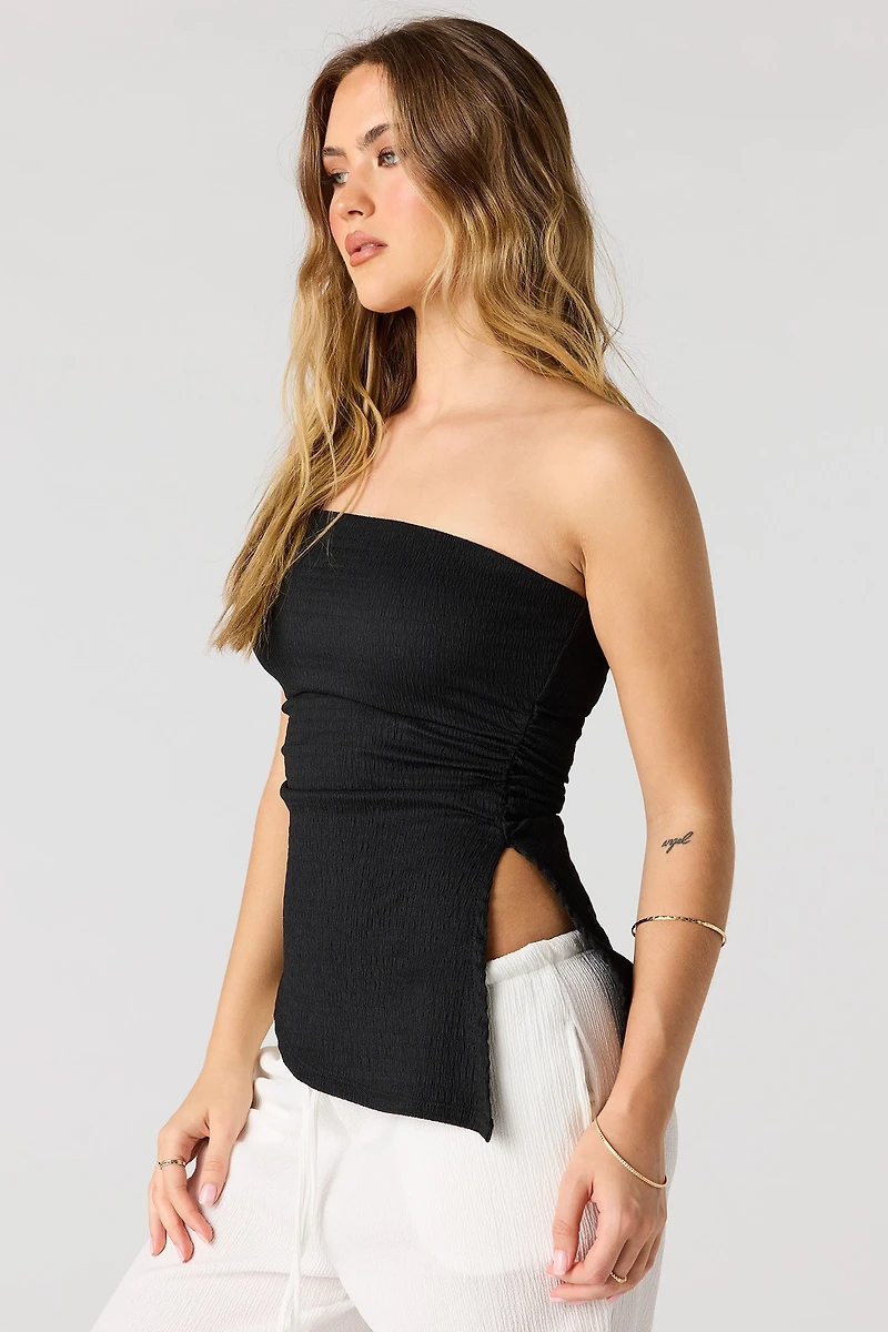 Textured Asymmetrical Tube Top