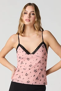 Floral Mesh Lace Trim Cami