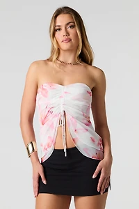 Haut-tube en filet à imprimé floral attache coulissante