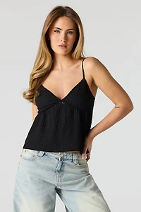 Textured V-Neck Babydoll Tank