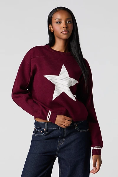 Sporty Jacquard Knit Sweater