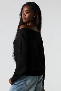 Chandail en jacquard à épaule dénudée