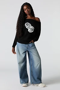 Chandail en jacquard à épaule dénudée