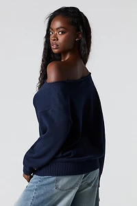 Chandail en jacquard à épaule dénudée