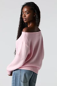 Chandail en jacquard à épaule dénudée