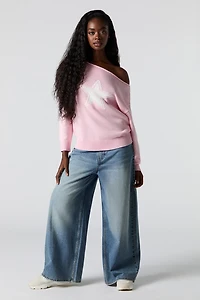 Chandail en jacquard à épaule dénudée