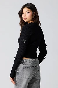 Cable Knit 3D Bow Sweater
