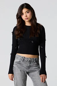 Cable Knit 3D Bow Sweater